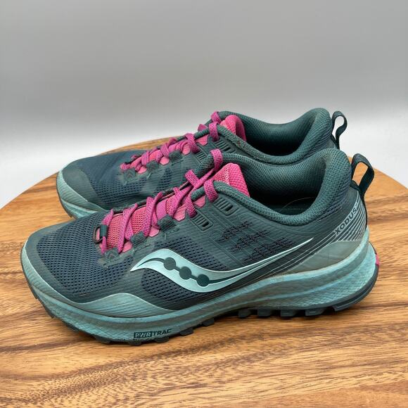 Saucony Xodus 10 Shoes Womens Size 7.5 Green Trail Running Walking Hiking - Picture 3 of 8